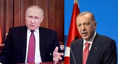 الرئيس التركي يطالب بوتين بحل الأزمة الأوكرانية عبر المفاوضات