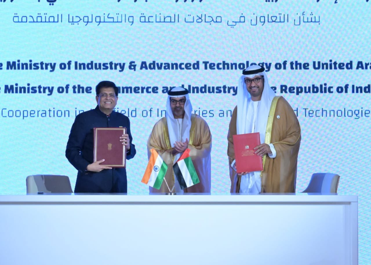 الهند والإمارات توقِّعان مذكرة تفاهم لتعزيز الاستثمار والتعاون في الصناعة والتكنولوجيا المتقدمة